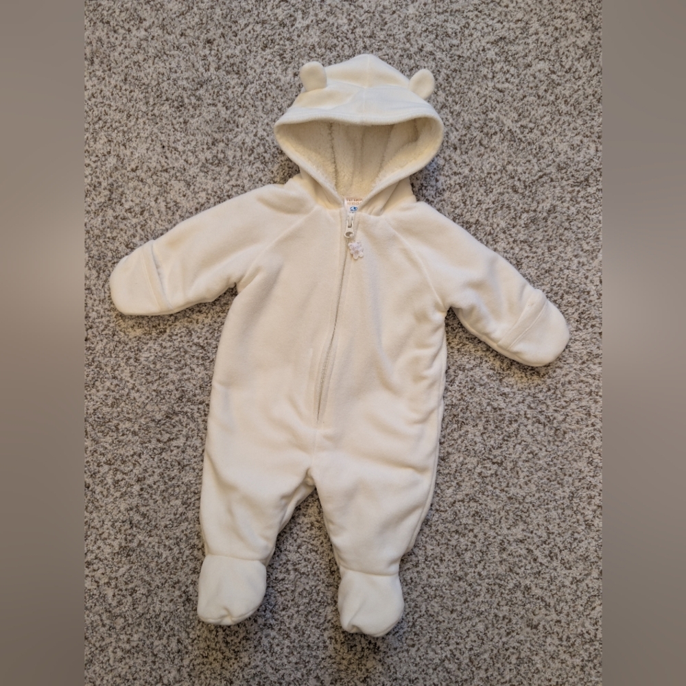 Old Navy Fleece Sherpa Bear Bunting Snowsuit 0-3m